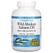 Natural Factors, Olio di salmone selvaggio dell'Alaska, 1.000 mg, 180 capsule molli
