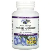 Natural Factors, Concentrato di mirtillo superforte, 500mg, 90 capsule molli