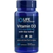 Life Extension, Vitamina D3 con Iodio Marino, 5000 UI, 60 capsule