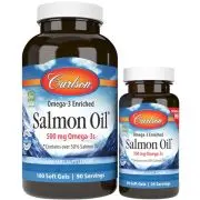 Carlson Labs, Olio di salmone norvegese, 250mg, 180+50 softgel