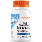 Doctor's Best, Ferro ad alto assorbimento con Ferrochel®, 27 mg, 120 compresse
