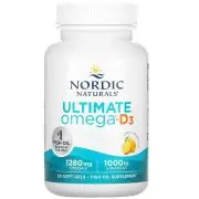 Nordic Naturals, Ultimate Omega-D3, 1280mg Omega-3 plus, 1000IU D3, limone, 60 capsule morbide