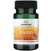 Swanson, Biotina, gusto naturale di ciliegia, 5000mcg, 60 compresse masticabili